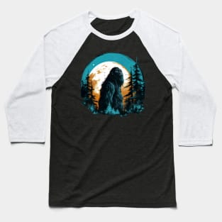 Retro Sasquatch Silhouette And Moon Bigfoot Baseball T-Shirt